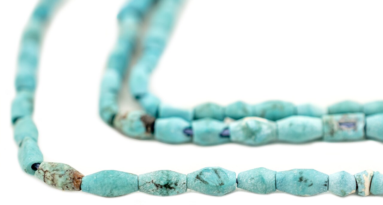 The Bead Chest Blue Afghan Bicone Turquoise Beads: Authentic Gemstone Craft Supplies Full Strand